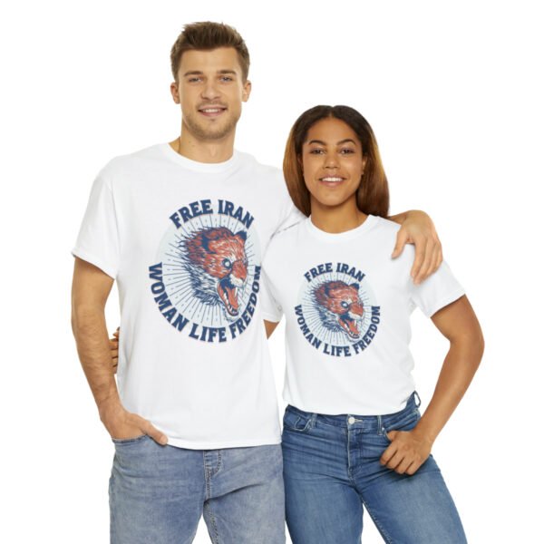 Free Iran Protest | Angry Lion Blue Unisex Shirt - Image 3