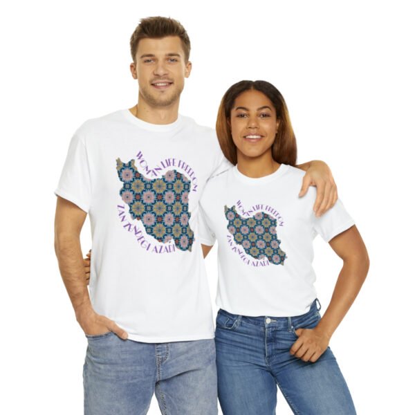 Woman Life Freedom Protest | Flowers Violet Unisex Shirt - Image 3