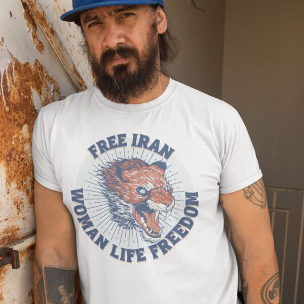 Free Iran Protest _ Angry Lion Blue Unisex Shirt