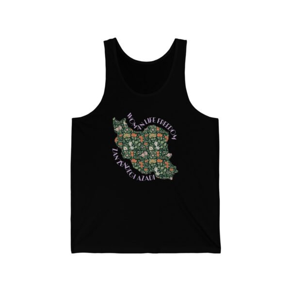 Zan Zendegi Azadi | Persian Gift Violet Unisex Tank - Image 3