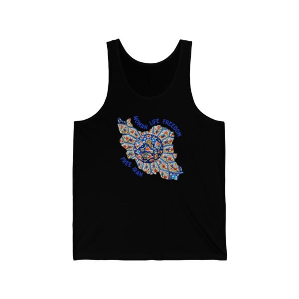 Woman Life Freedom | Persian Art Blue Unisex Tank - Image 3