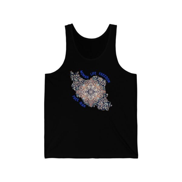 Woman Life Freedom | Persian Rug Blue Unisex Tank - Image 3