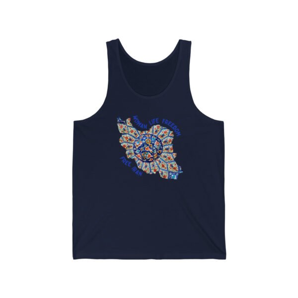 Woman Life Freedom | Persian Art Blue Unisex Tank - Image 4
