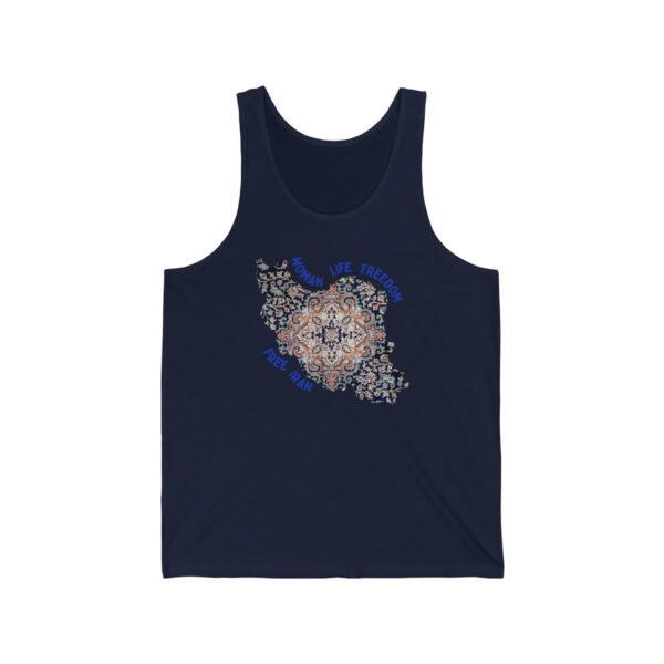 Woman Life Freedom | Persian Rug Blue Unisex Tank - Image 4