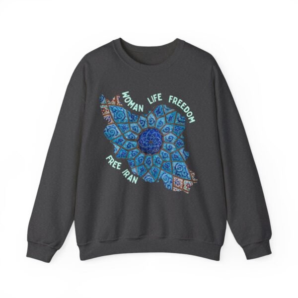 Woman Life Freedom Artwork | Persian Minakari Green Sweatshirt - Image 7