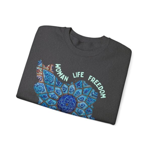 Woman Life Freedom Artwork | Persian Minakari Green Sweatshirt - Image 8
