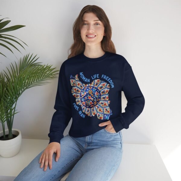 Woman Life Freedom | Persian Art Blue Sweatshirt - Image 15