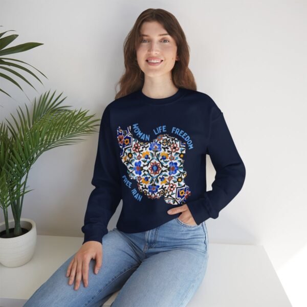 Woman Life Freedom Movement | Persian Tiles Blue Sweatshirt - Image 15