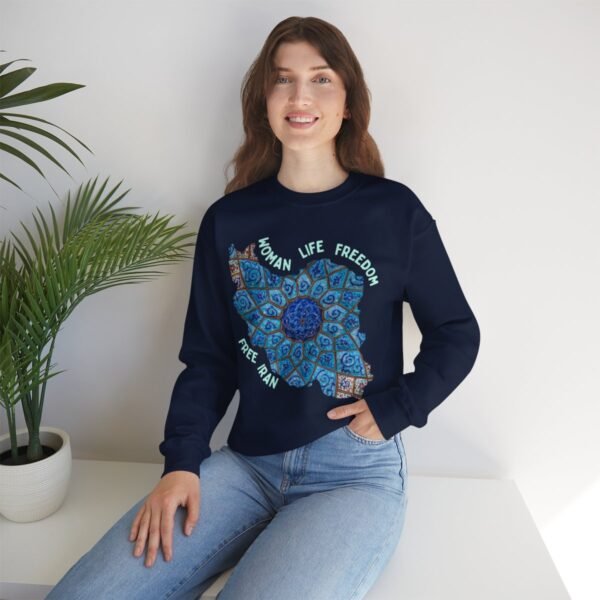 Woman Life Freedom Artwork | Persian Minakari Green Sweatshirt - Image 15