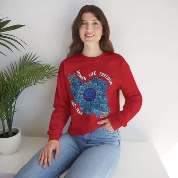 Woman Life Freedom Artwork | Persian Minakari Green Sweatshirt - Image 18
