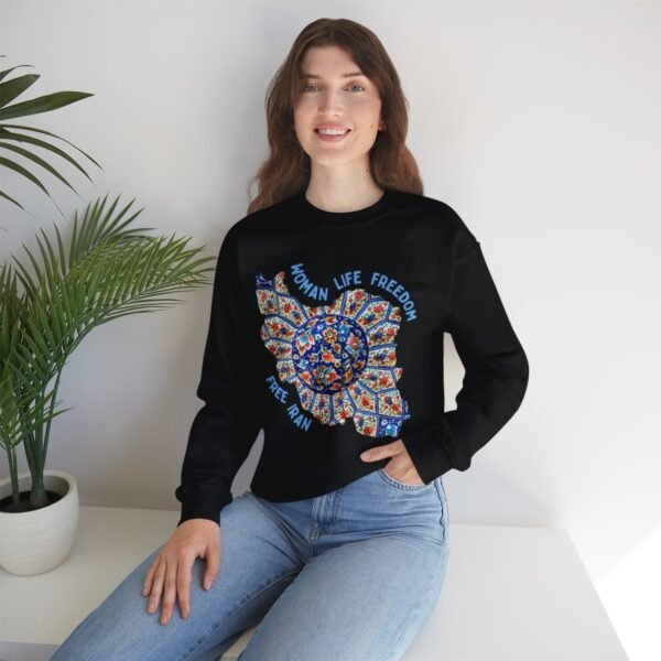 Woman Life Freedom | Persian Art Blue Sweatshirt - Image 3