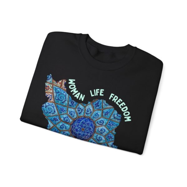 Woman Life Freedom Artwork | Persian Minakari Green Sweatshirt - Image 2