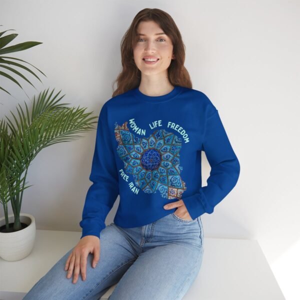 Woman Life Freedom Artwork | Persian Minakari Green Sweatshirt - Image 12