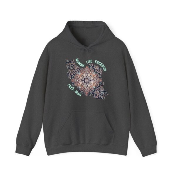 Woman Life Freedom | Persian Rug Green Hoodie - Image 11