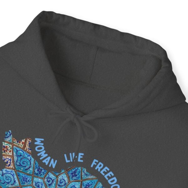Woman Life Freedom Artwork | Persian Minakari Blue Hoodie - Image 12