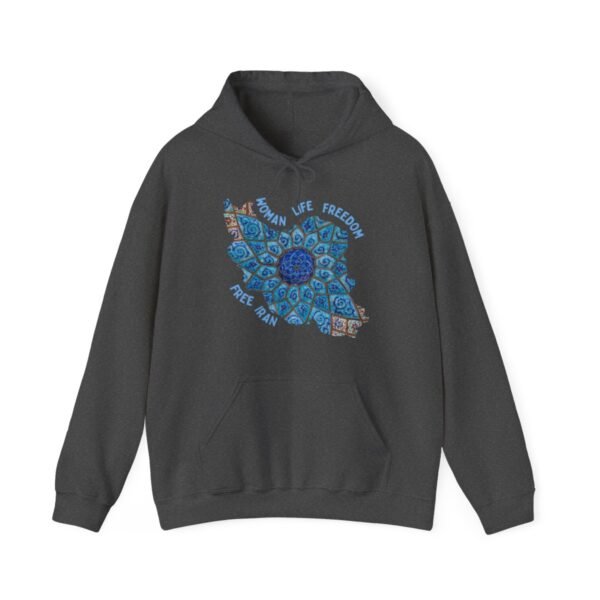 Woman Life Freedom Artwork | Persian Minakari Blue Hoodie - Image 11