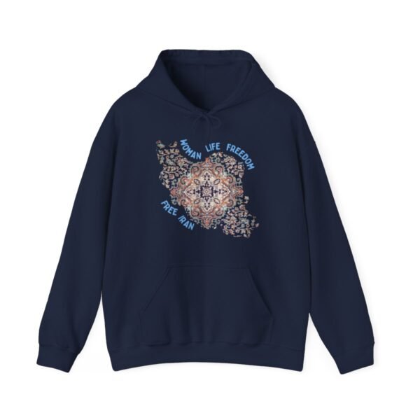 Woman Life Freedom | Persian Rug Blue Hoodie - Image 14