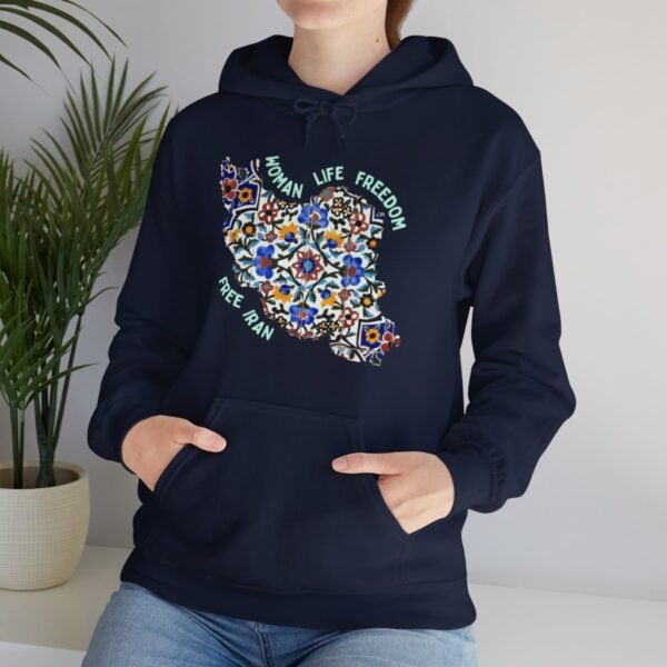 Woman Life Freedom Movement | Persian Tiles Green Hoodie - Image 16
