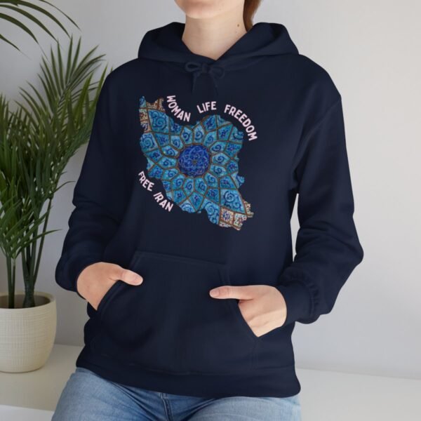 Woman Life Freedom Artwork | Persian Minakari Red Hoodie - Image 16