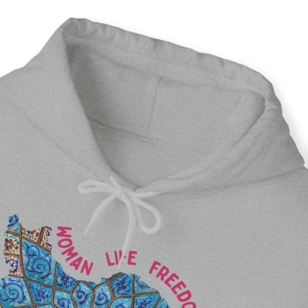 Woman Life Freedom Artwork | Persian Minakari Red Hoodie - Image 9