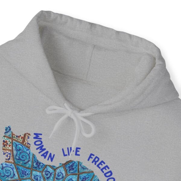 Woman Life Freedom Artwork | Persian Minakari Blue Hoodie - Image 9