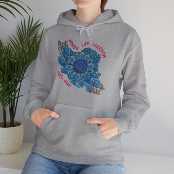 Woman Life Freedom Artwork | Persian Minakari Red Hoodie - Image 10