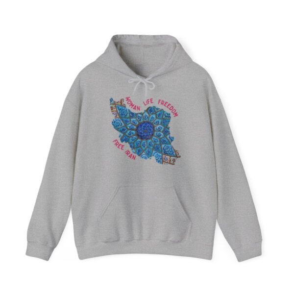Woman Life Freedom Artwork | Persian Minakari Red Hoodie - Image 8