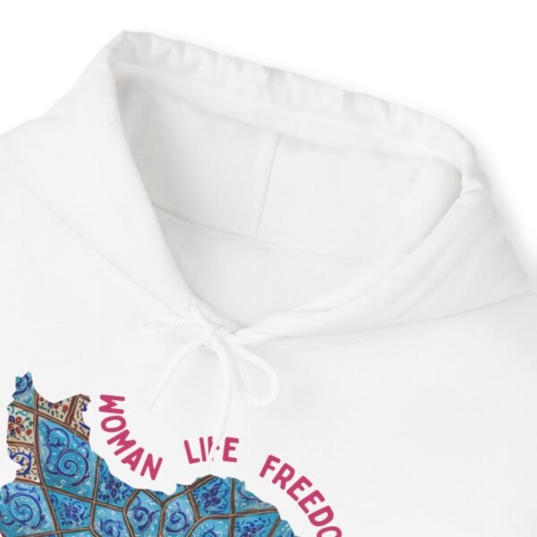 Woman Life Freedom Artwork | Persian Minakari Red Hoodie - Image 3
