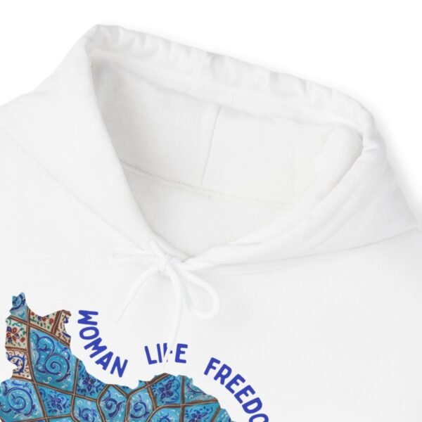 Woman Life Freedom Artwork | Persian Minakari Blue Hoodie - Image 3