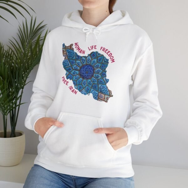 Woman Life Freedom Artwork | Persian Minakari Red Hoodie - Image 4