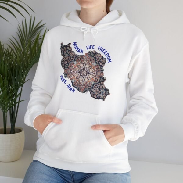 Woman Life Freedom | Persian Rug Blue Hoodie - Image 4