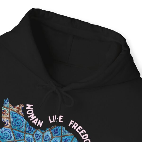Woman Life Freedom Artwork | Persian Minakari Red Hoodie - Image 6