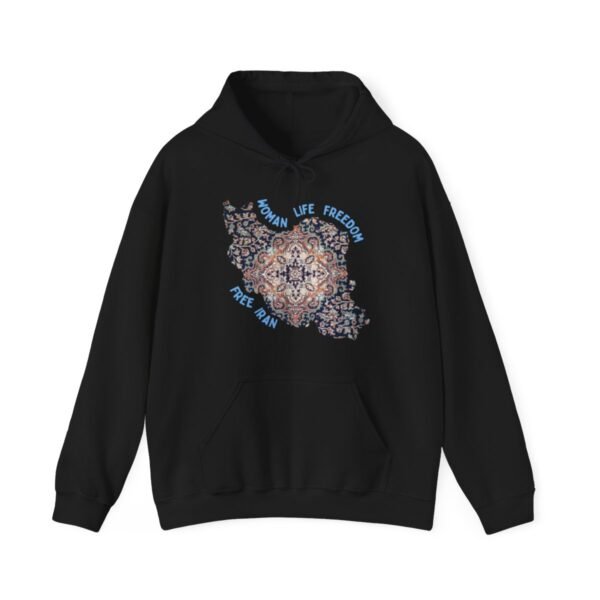 Woman Life Freedom | Persian Rug Blue Hoodie - Image 5