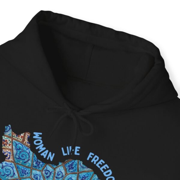 Woman Life Freedom Artwork | Persian Minakari Blue Hoodie - Image 6