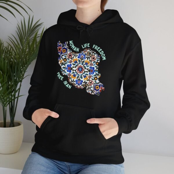 Woman Life Freedom Movement | Persian Tiles Green Hoodie - Image 7