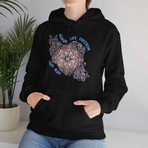 Woman Life Freedom | Persian Rug Blue Hoodie - Image 7