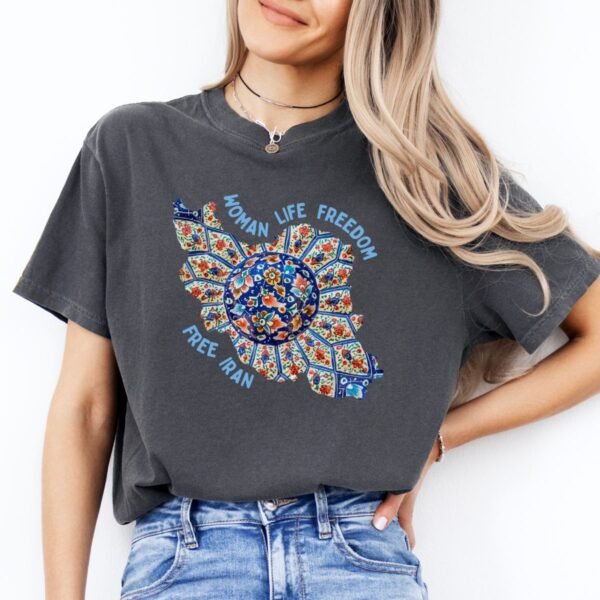 Woman Life Freedom | Persian Art Blue Chic T-Shirt