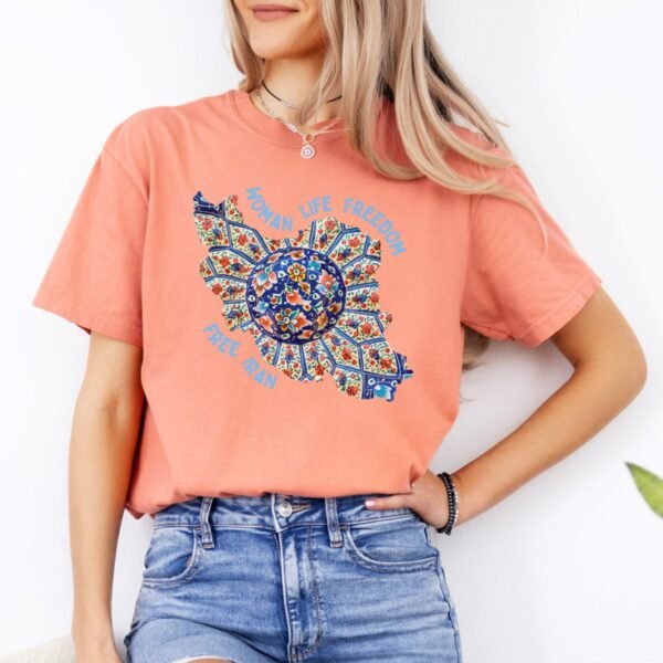 Woman Life Freedom | Persian Art Blue Retro T-Shirt