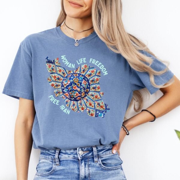 Woman Life Freedom | Persian Art Green Chic T-Shirt - Image 9