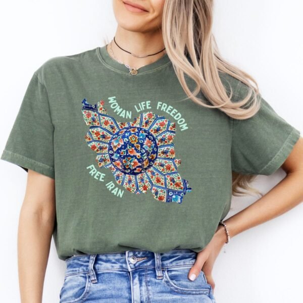 Woman Life Freedom | Persian Art Green Chic T-Shirt