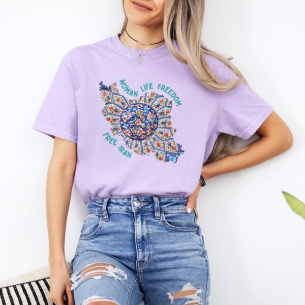 Woman Life Freedom | Persian Art Green Cute T-Shirt - Image 12