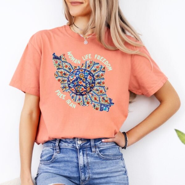 Woman Life Freedom | Persian Art Green Retro T-Shirt - Image 6