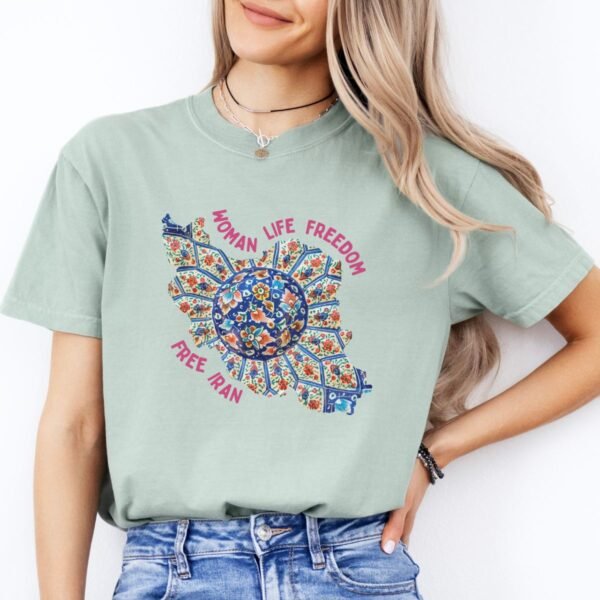 Woman Life Freedom | Persian Art Red Cute T-Shirt - Image 9