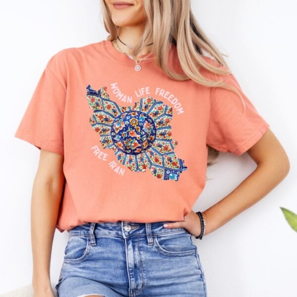 Woman Life Freedom | Persian Art Red Retro T-Shirt - Image 6