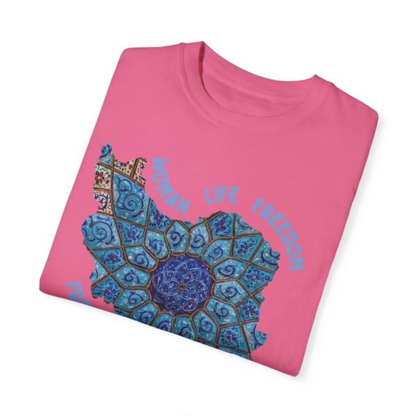 Woman Life Freedom Artwork | Persian Minakari Blue Retro T-Shirt - Image 14