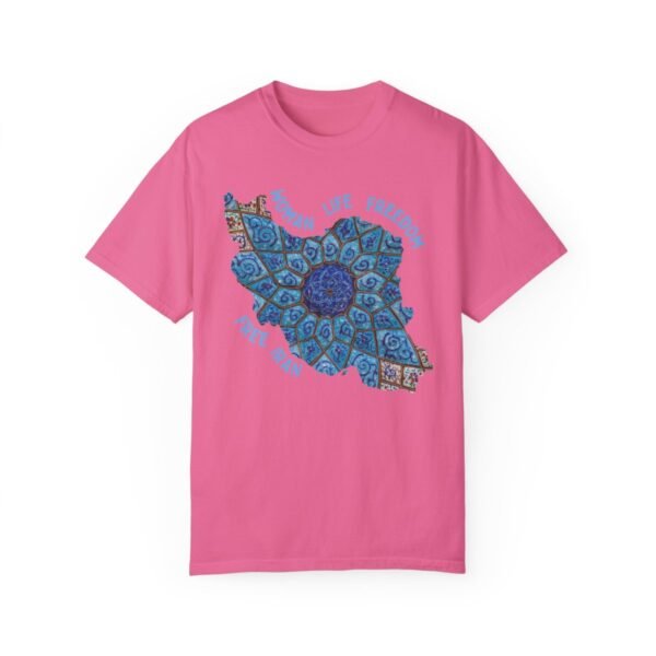 Woman Life Freedom Artwork | Persian Minakari Blue Retro T-Shirt - Image 13