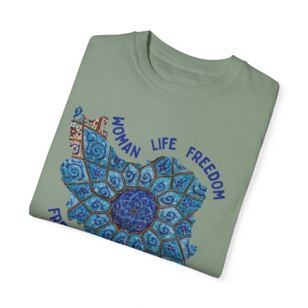 Woman Life Freedom Artwork | Persian Minakari Blue Cute T-Shirt - Image 8