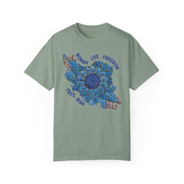 Woman Life Freedom Artwork | Persian Minakari Blue Cute T-Shirt - Image 7