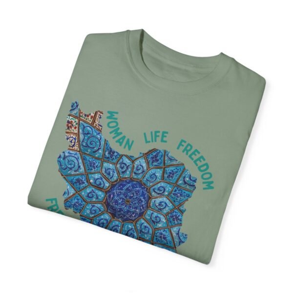 Woman Life Freedom Artwork | Persian Minakari Green Cute T-Shirt - Image 2