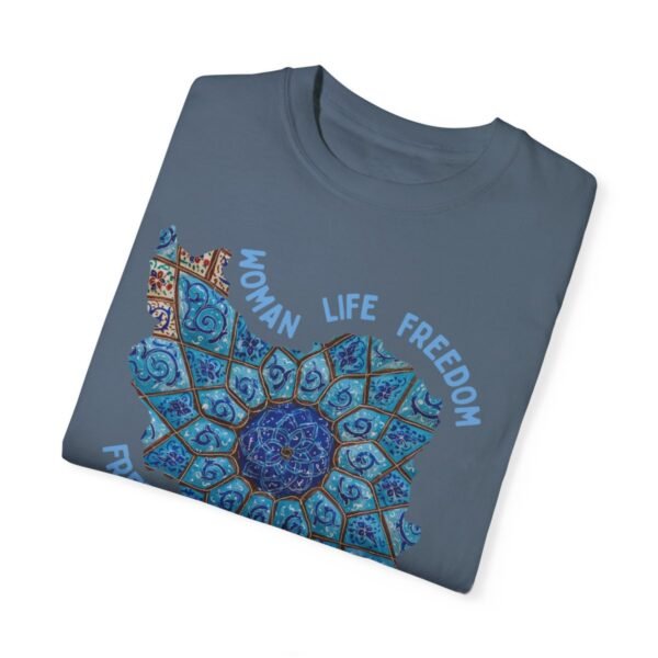 Woman Life Freedom Artwork | Persian Minakari Blue Chic T-Shirt - Image 8